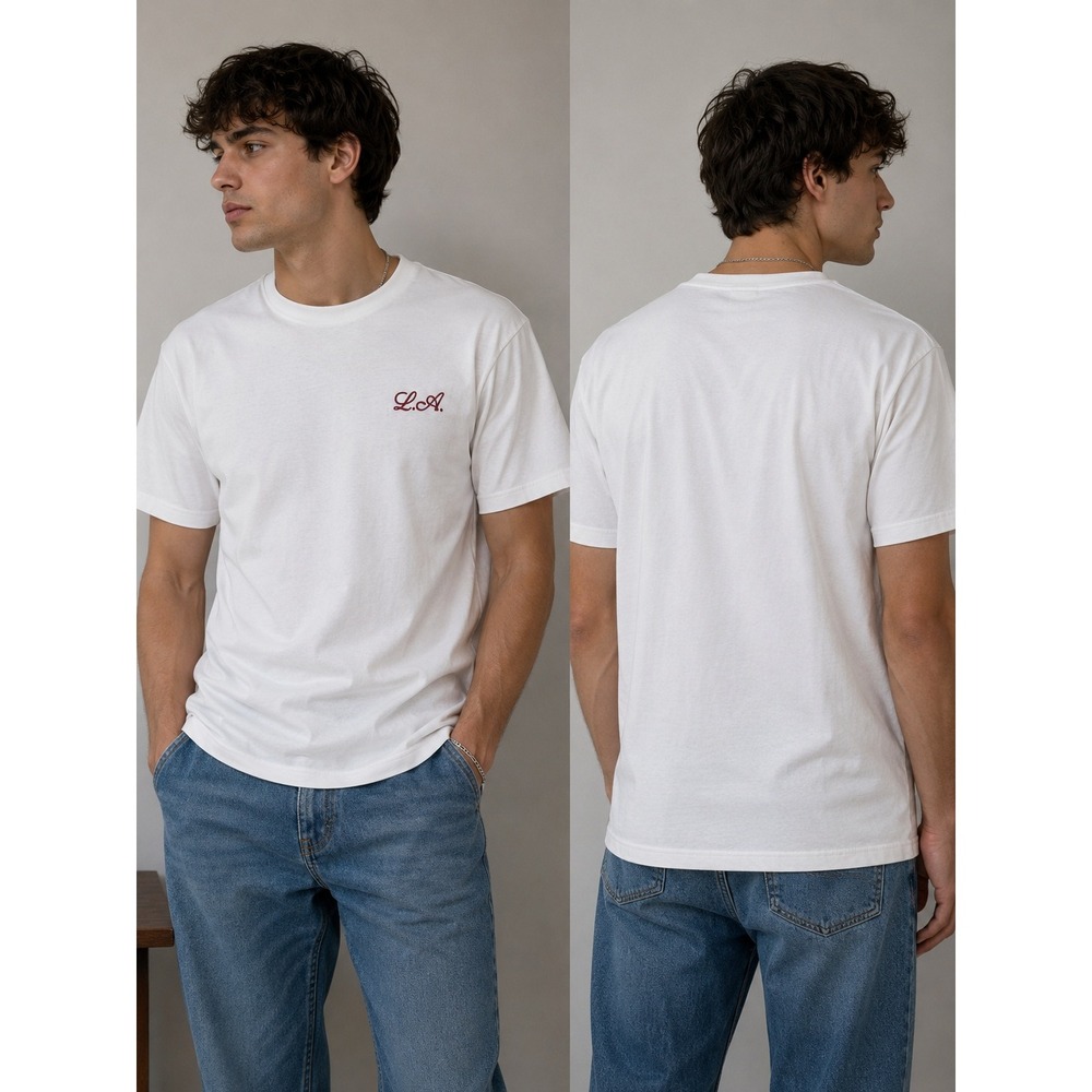 PS Basics PacSun Mens Shirt Small‎ White LA Script Regular Fit Streetwear NWT